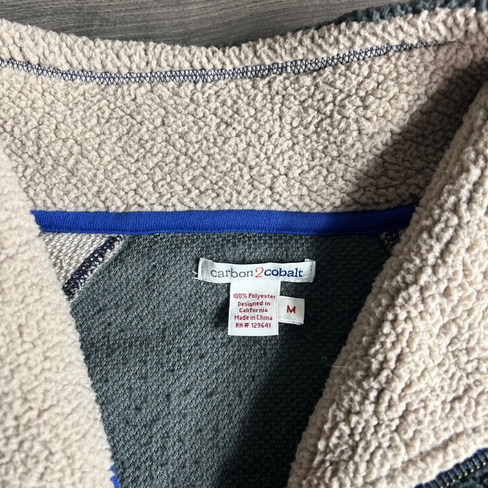 Carbon 2 Cobalt 1/4‎ Zip Fleece Sweater Mens Medium Color Block Pullover